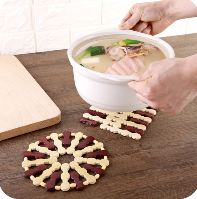 Thảm tre lót nồi cách nhiệt, tấm thảm bàn bếp, thảm tre lót chén bát chảo nóng đặt bàn L1814