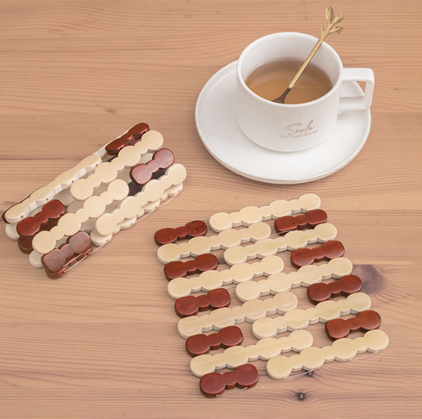 Thảm tre lót nồi cách nhiệt, tấm thảm bàn bếp, thảm tre lót chén bát chảo nóng đặt bàn L1814