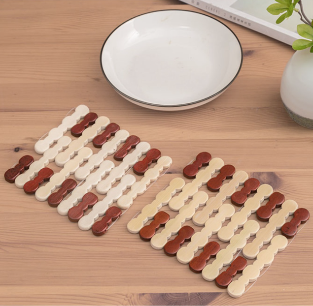 Thảm tre lót nồi cách nhiệt, tấm thảm bàn bếp, thảm tre lót chén bát chảo nóng đặt bàn L1814