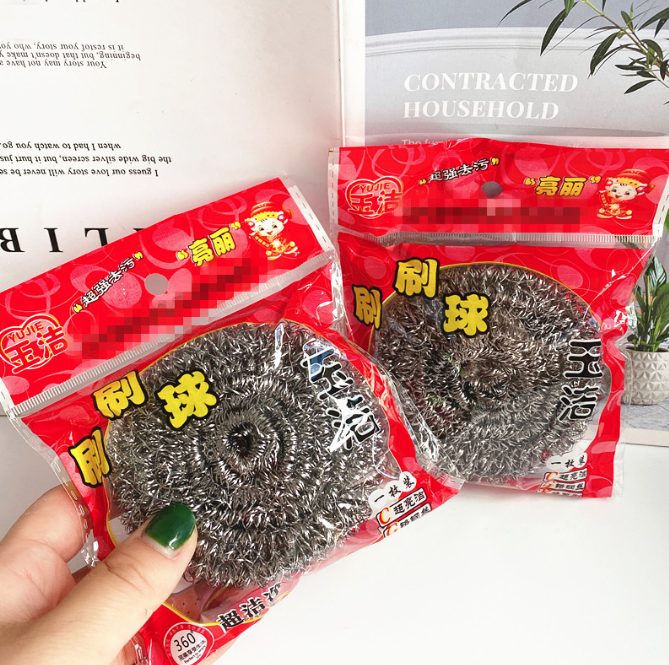 Búi thép đơn đóng gói màu đỏ dùng để rửa chén bát chùi cọ xoong nồi ( bịch đỏ) L1844