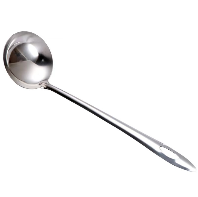 Muôi múc canh bằng thép không gỉ, dùng để múc canh và cháo, thìa cán dài L1911