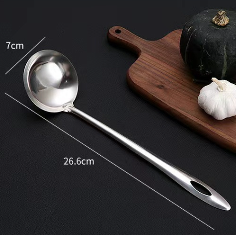 Muôi múc canh bằng thép không gỉ, dùng để múc canh và cháo, thìa cán dài L1911