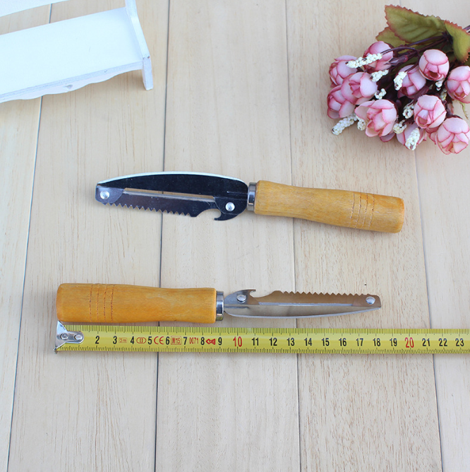 Dụng cụ gọt vỏ trái cây và rau củ đầu tròn cán gỗ lớn, Dao bào rau củ nhà bếp L1914