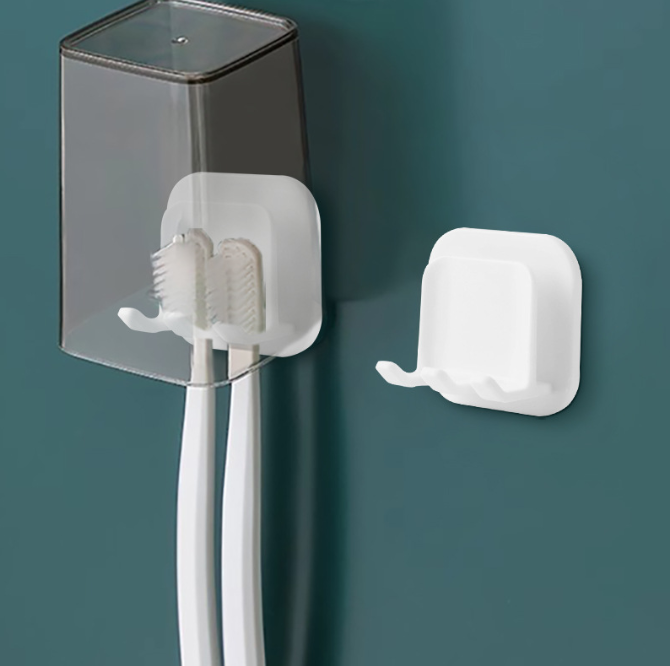 Giá treo bàn chải đánh răng treo tường không cần khoan, dùng cho phòng tắm và nhà vệ sinh để cốc và kem đánh răng L2132