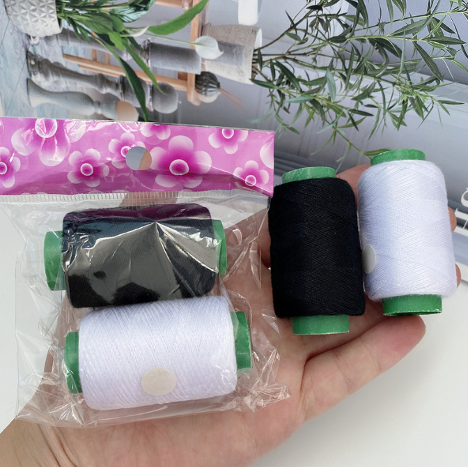 Bộ 2 cuộn chỉ khâu đen trắng cỡ lớn, chỉ may đa năng dùng vá quần áo, phụ kiện may mặc tiện dụng L2142
