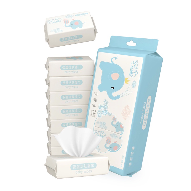 Bịch 8 Gói Khăn Giấy Ướt Mini Hoạt Hình Cao Cấp Bỏ Túi Tiện Lợi (64 khăn) A2724