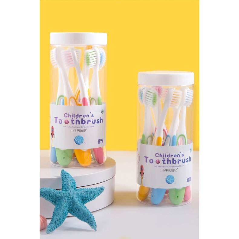 Hộp 8 Bàn Chải Đánh Răng Tooth Brush Vệ Sinh Răng Miệng Cho Bé 3 -12 Tuổi A4151