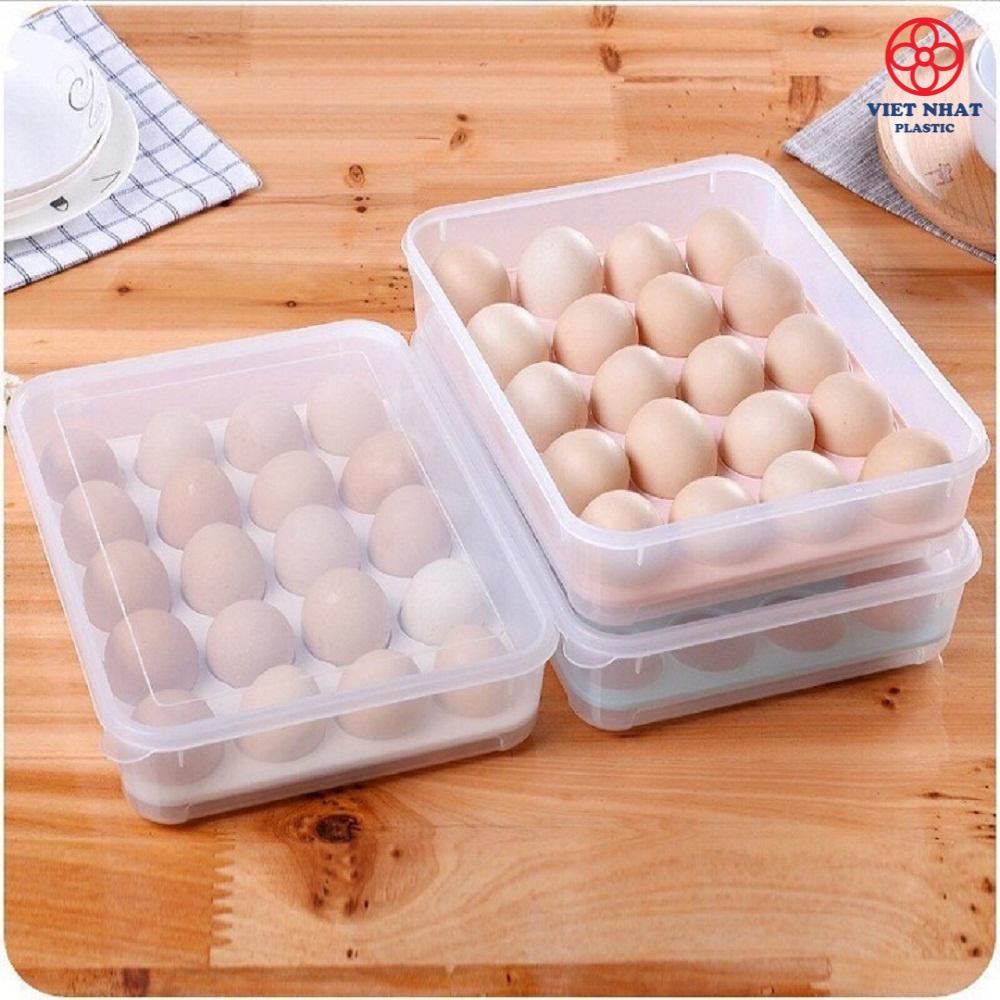 Hộp Đựng Trứng 24 Quả Có Nắp Đậy Nhựa Việt Nhật Khay Bảo Quản Trứng A1371