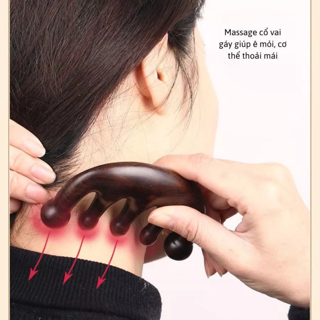 Lược Gỗ Đàn Hương Năm Cánh Massage Da Đầu Chống Tĩnh Điện A4822