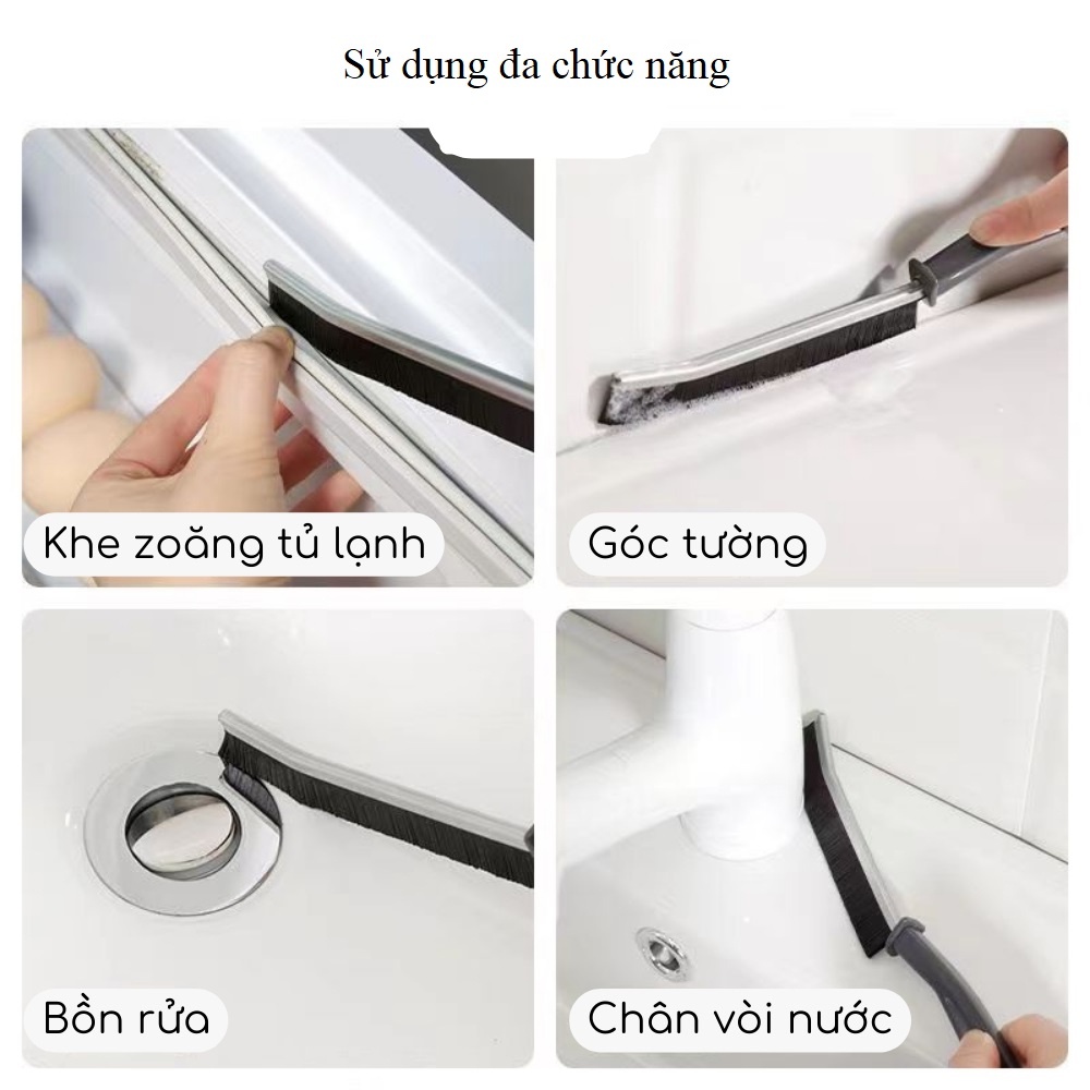 Bàn Chải Vệ Sinh Khe Hở Góc Chết Nhà Tắm Nhà Bếp, Cọ Vệ Sinh Khe Cửa Góc Rãnh A2541 - Cán Kim Loại