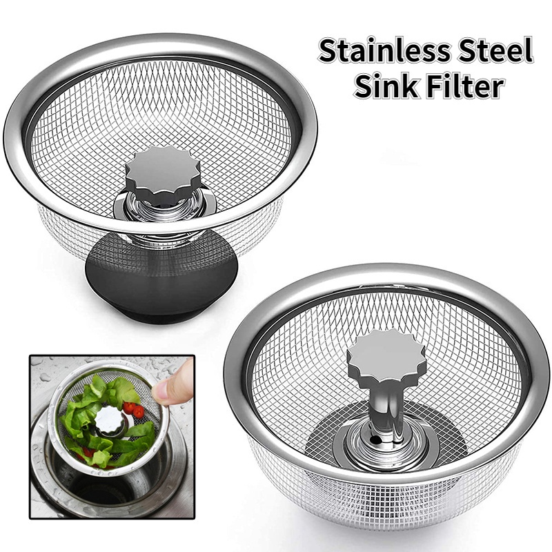 Nắp Lưới Lọc Rác Bồn Rửa Chén Có Tay Cầm Bằng Thép Không Gỉ Tiện Dụng Cho Nhà Bếp/ Phòng Tắm A4931