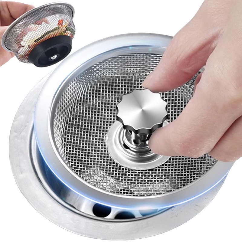 Nắp Lưới Lọc Rác Bồn Rửa Chén Có Tay Cầm Bằng Thép Không Gỉ Tiện Dụng Cho Nhà Bếp/ Phòng Tắm A4931