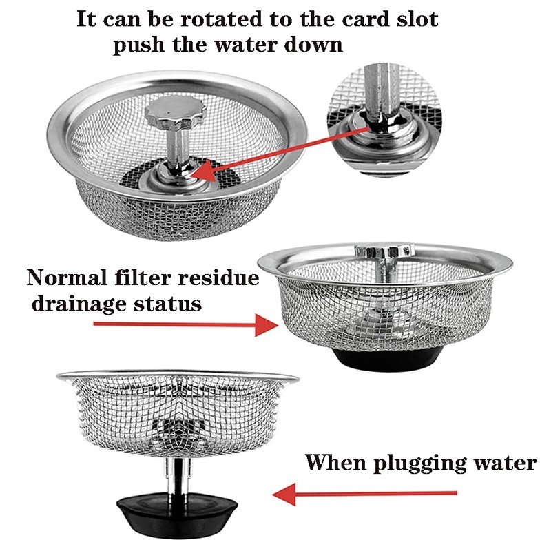 Nắp Lưới Lọc Rác Bồn Rửa Chén Có Tay Cầm Bằng Thép Không Gỉ Tiện Dụng Cho Nhà Bếp/ Phòng Tắm A4931