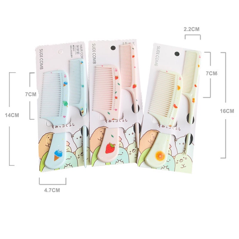 Set 2 Lược Chải Tóc Mini Bỏ Túi Tiện Dụng Dễ Thương Phụ Kiện Tóc Lược Gỡ Rối Hiệu Quả A4233