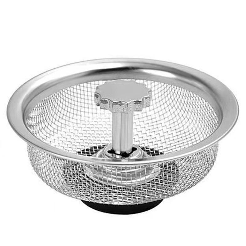 Nắp Lưới Lọc Rác Bồn Rửa Chén Có Tay Cầm Bằng Thép Không Gỉ Tiện Dụng Cho Nhà Bếp/ Phòng Tắm A4931