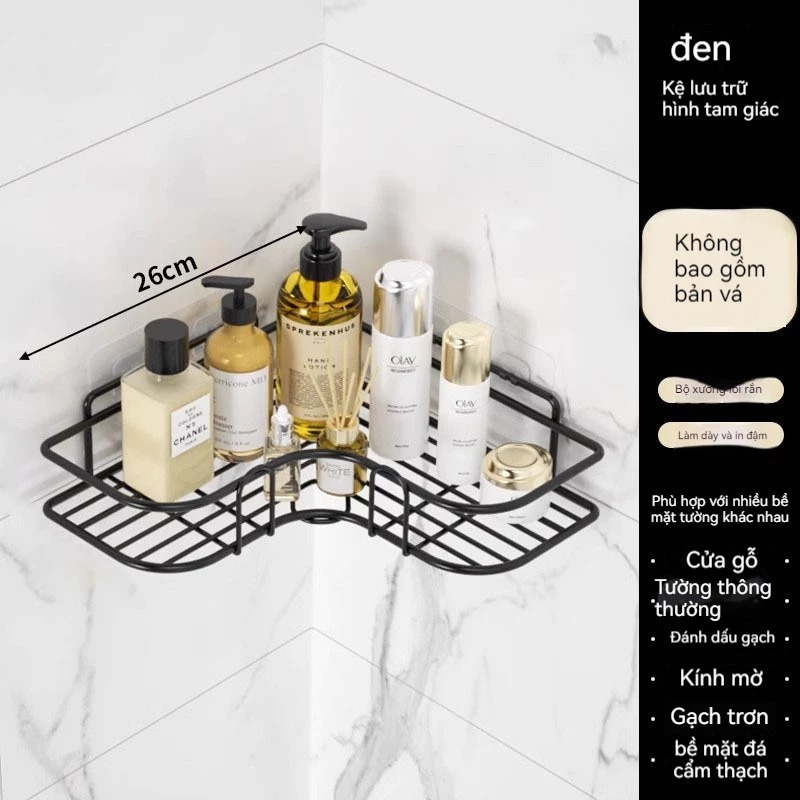 Kệ Góc Tam Giác Kim Loại Sơn Tĩnh Điện Để Đồ Kệ Nhà Tắm Dán Tường Tiện Lợi A2611