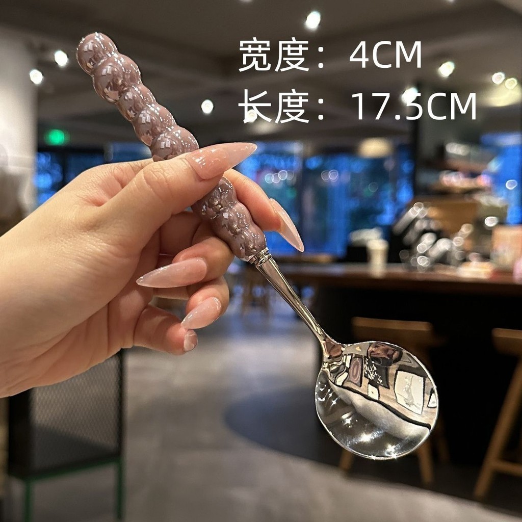 Thìa Ăn Cơm Tay Cầm Ngọc An Món Tráng Miệng Bánh Kem, Thìa Muỗng Nhà Bếp Nấu Ăn A4932