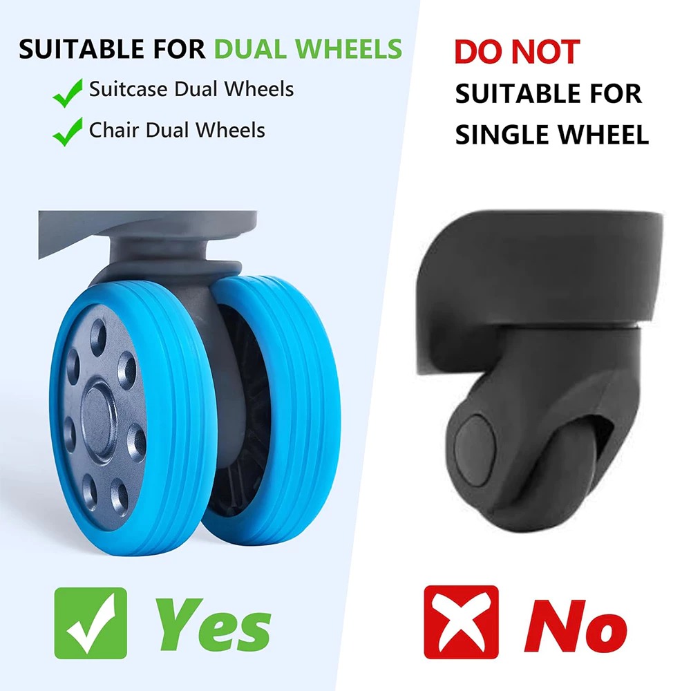 Bộ 4 Vỏ Bánh Xe Vali Hành Lý Silicon bảo vệ bánh xe giảm tiếng ồn Chống mòn bánh xe A1412