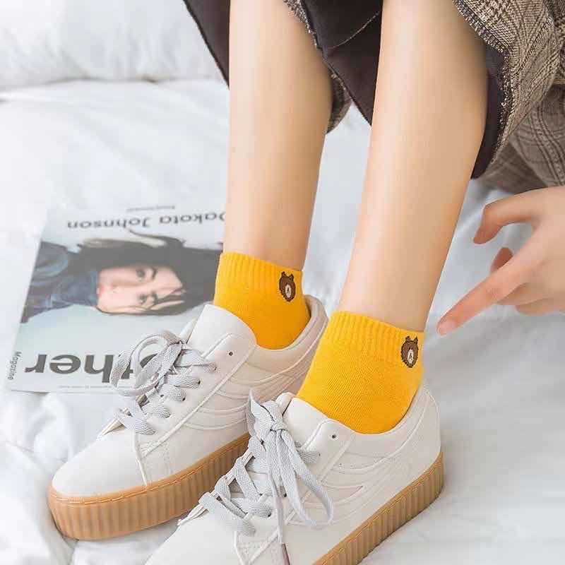 Sét 10 Đôi Vớ Gấu Xinh Đẹp Tất Vớ Nữ Cổ Ngắn Nhiều Màu Mềm Mại A3714