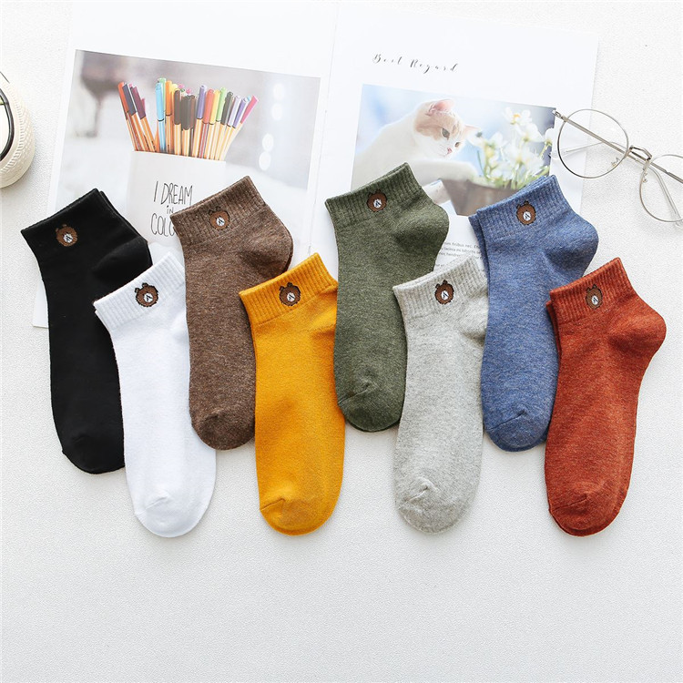Sét 10 Đôi Vớ Gấu Xinh Đẹp Tất Vớ Nữ Cổ Ngắn Nhiều Màu Mềm Mại A3714