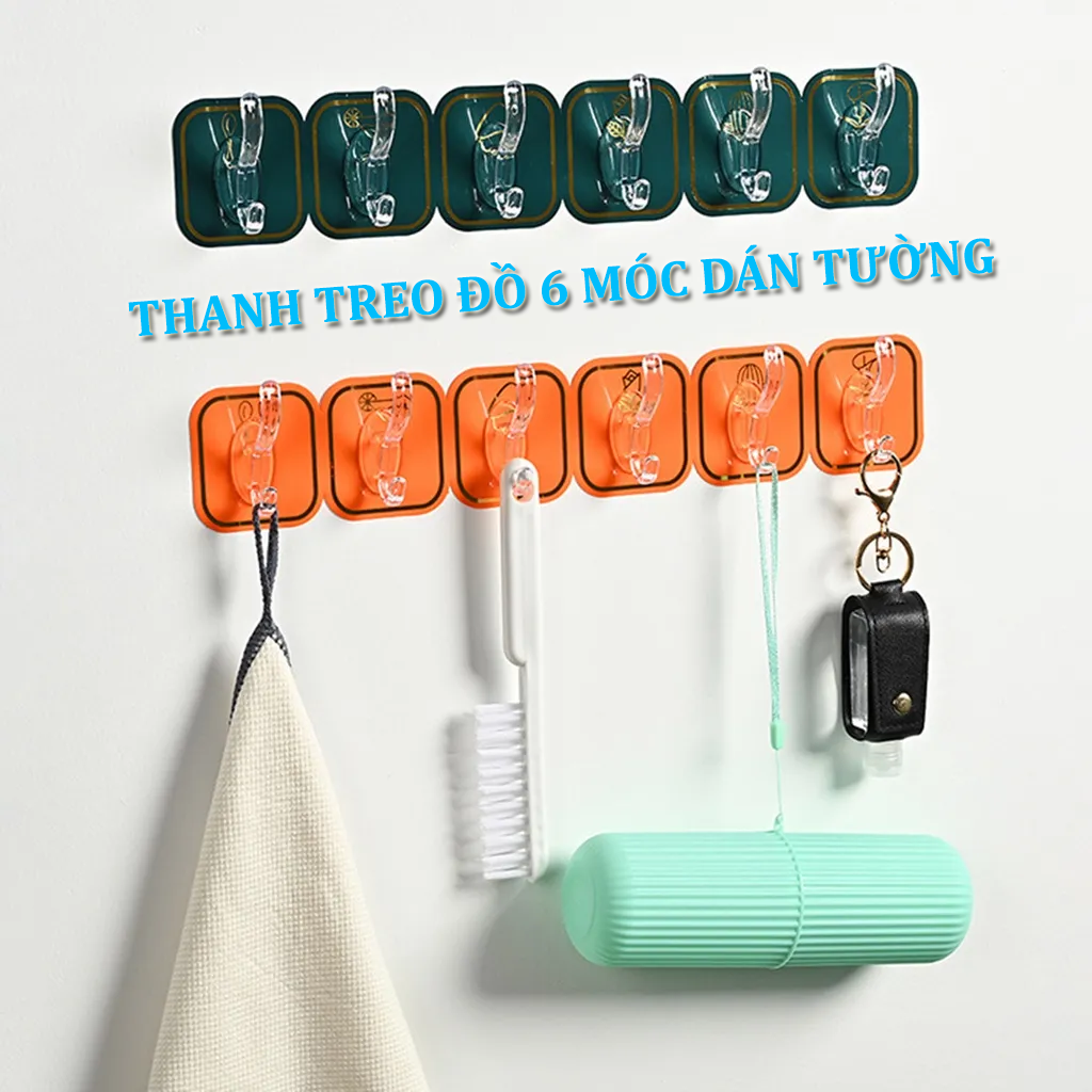 Bộ 6 Móc Dán Tường Keo Acrylic Cao Cấp Mẫu Mới A3824