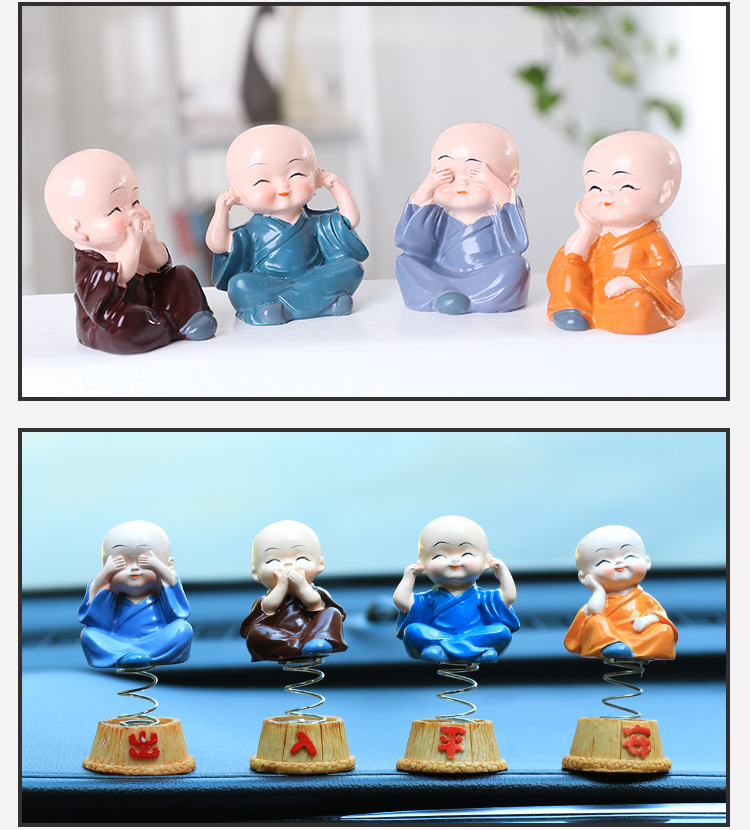 Bộ 4 Chú Tiểu Để Cầu An Trang Trí Bàn Làm Việc Trang Trí Bàn Học Để Taplo Xe Hơi A4811