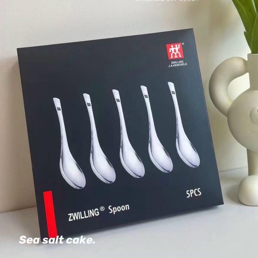 Hộp 5 Thìa Canh Soup Inox, Bộ 5 Muỗng ăn cơm đầu tròn sang trọng A3961