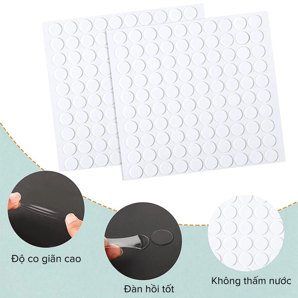Vỉ 70 miếng Keo dán hai mặt Acrylic hình tròn keo dán hai mặt nano trong suốt dán hai mặt L0342