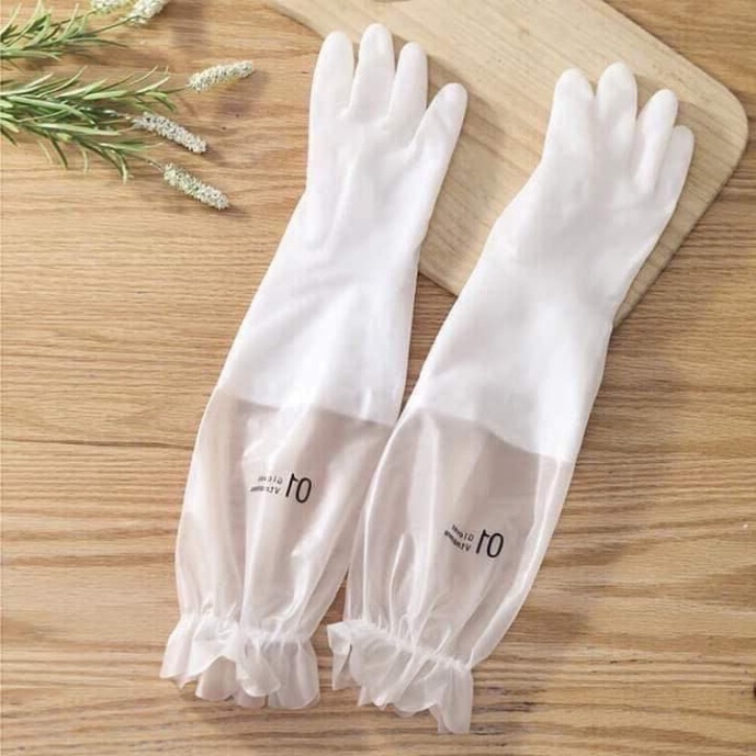 Găng Tay Rửa Chén Bát Siêu Dai Cổ Cao Có Chun Chống Tụt Chống Nước A4133