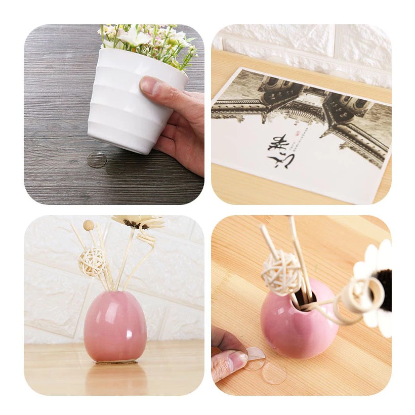 Vỉ 70 miếng Keo dán hai mặt Acrylic hình tròn keo dán hai mặt nano trong suốt dán hai mặt L0342