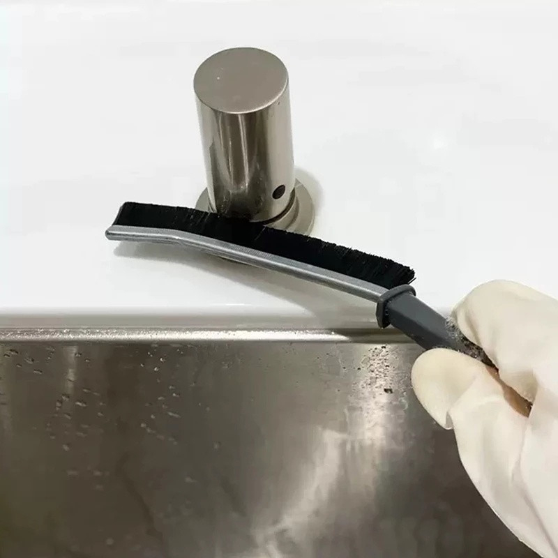 Bàn Chải Vệ Sinh Khe Hở Góc Chết Nhà Tắm Nhà Bếp, Cọ Vệ Sinh Khe Cửa Góc Rãnh A2541 - Cán Kim Loại