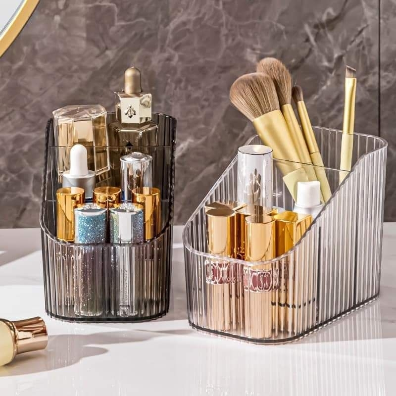 Hộp Đựng Mỹ Phẩm Trong Suốt 3 Ngăn Khay Đựng Cọ Trang Điểm A3342