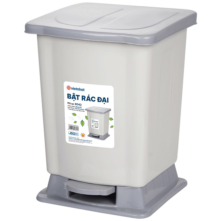 [ TIỂU ] Thùng Rác Đạp Nắp Bật Hình Chữ Nhật Nhựa Việt Nhật (VN8040) A5651