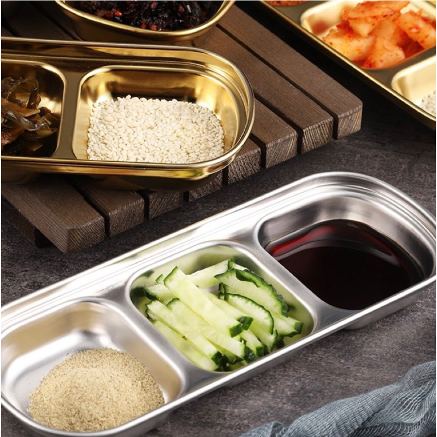 Khay Đựng Gia Vị Nước Chấm Inox 3 Ngăn Siêu Kháng Khuẩn A3532