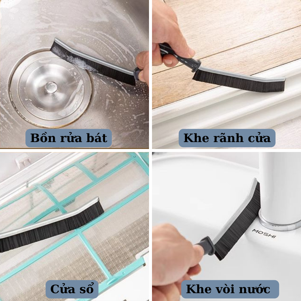 Bàn Chải Vệ Sinh Khe Hở Góc Chết Nhà Tắm Nhà Bếp, Cọ Vệ Sinh Khe Cửa Góc Rãnh A2541 - Cán Kim Loại