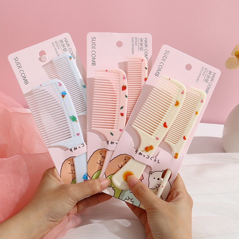 Set 2 Lược Chải Tóc Mini Bỏ Túi Tiện Dụng Dễ Thương Phụ Kiện Tóc Lược Gỡ Rối Hiệu Quả A4233