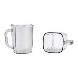 Cốc Nhựa Uống Nước Việt Nhật Dáng Vuông Sọc Tăm Trong Suổt 360ml A1532