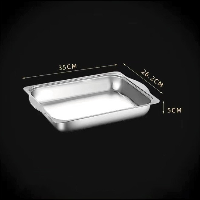 Khay Nướng Cá Om cá, Khay Nấu ăn inox 304 đa năng đựng thịt nướng, Lẩu nướng, khay đựng đồ ăn A2362
