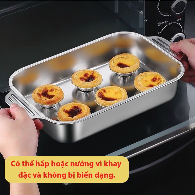 Khay Nướng Cá Om cá, Khay Nấu ăn inox 304 đa năng đựng thịt nướng, Lẩu nướng, khay đựng đồ ăn A2362