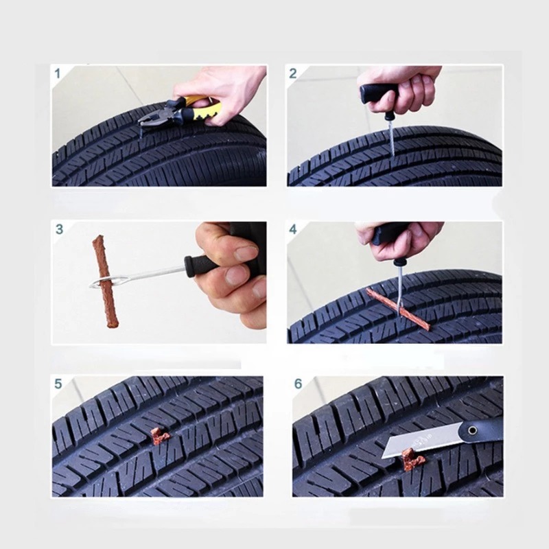 Bộ Dụng Cụ Vá Lốp Xe Không Săm Khẩn Cấp, Vá Lụi, Dụng Cụ Cho Xe Hơi Xe Ô Tô Xe Máy, Vá Rút Bánh A1433