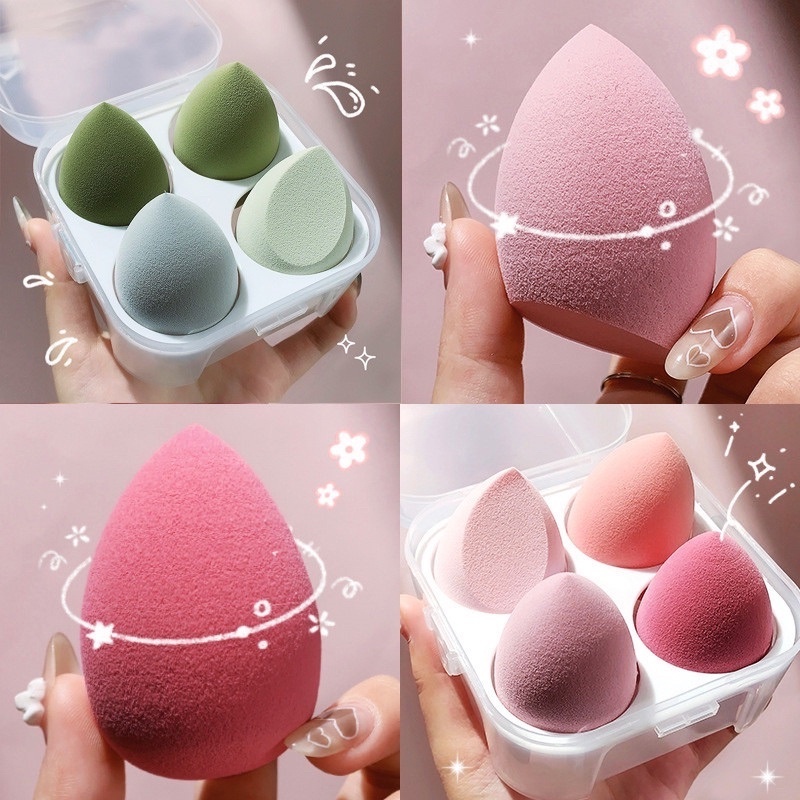 Hộp 4 Mút Trang Điểm, Mút Tán Kem Nền Kèm Hộp Đựng Tiện Dụng A2442