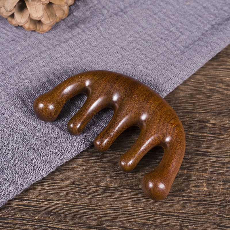 Lược Gỗ Đàn Hương Năm Cánh Massage Da Đầu Chống Tĩnh Điện A4822