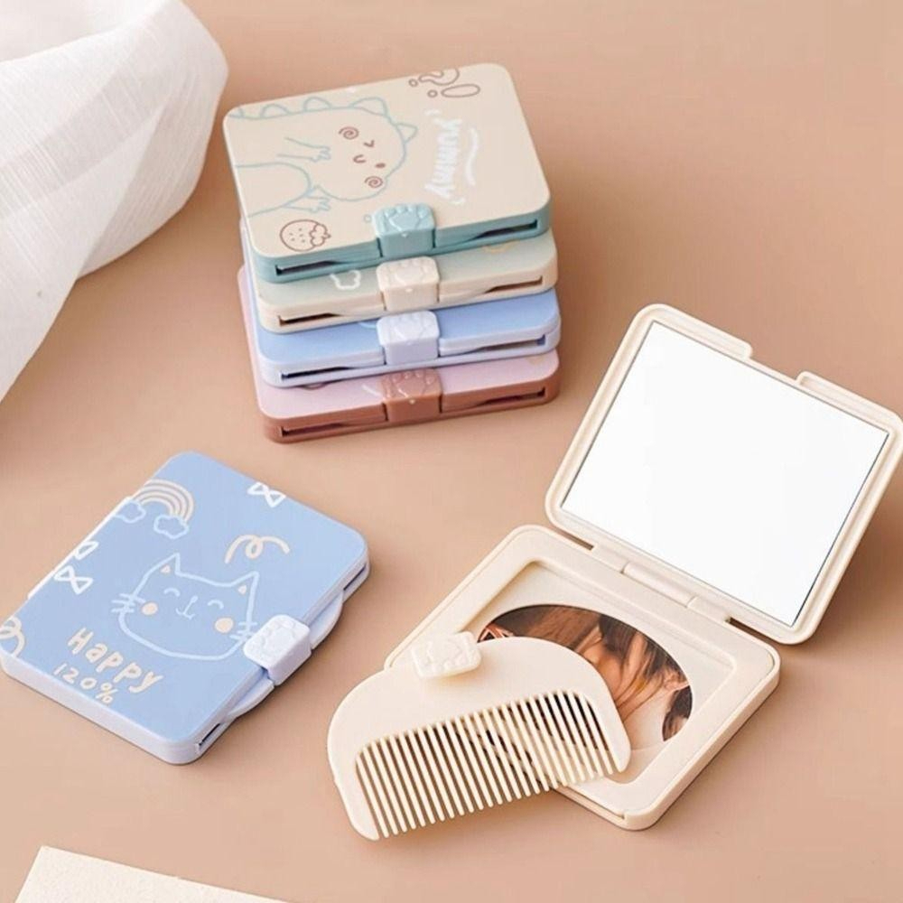 Gương Mini Nắp Gập Kèm Lược Trang Điểm Bỏ Túi A1322