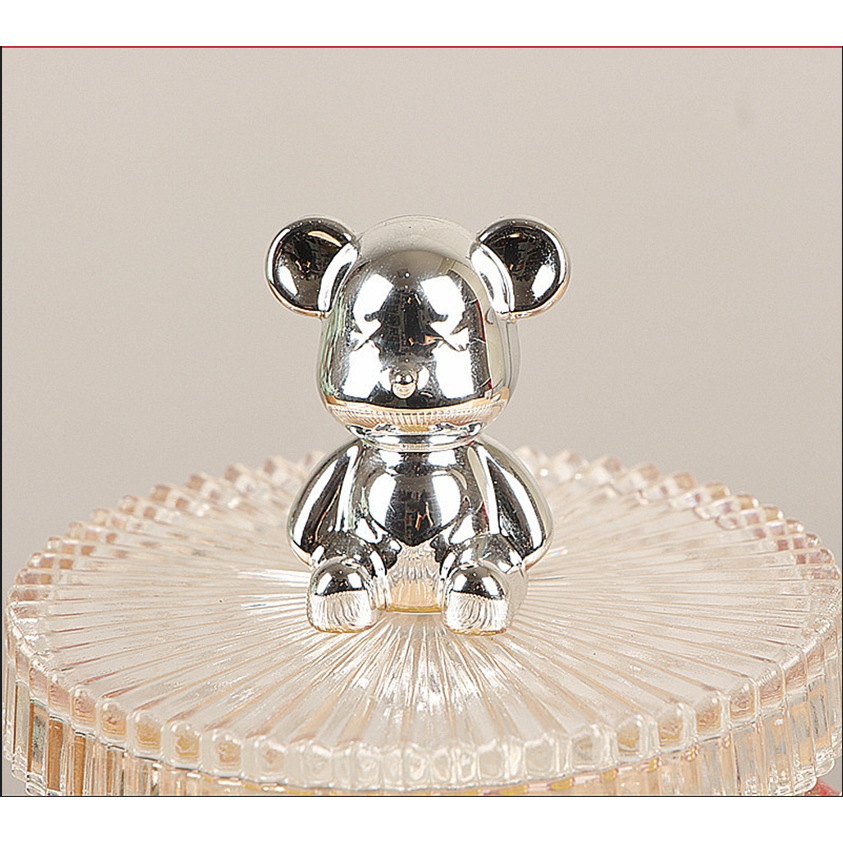 Ly Uống Nước Thủy Tinh Nắp Gấu Kèm Ống Hút Sang Trọng A2841