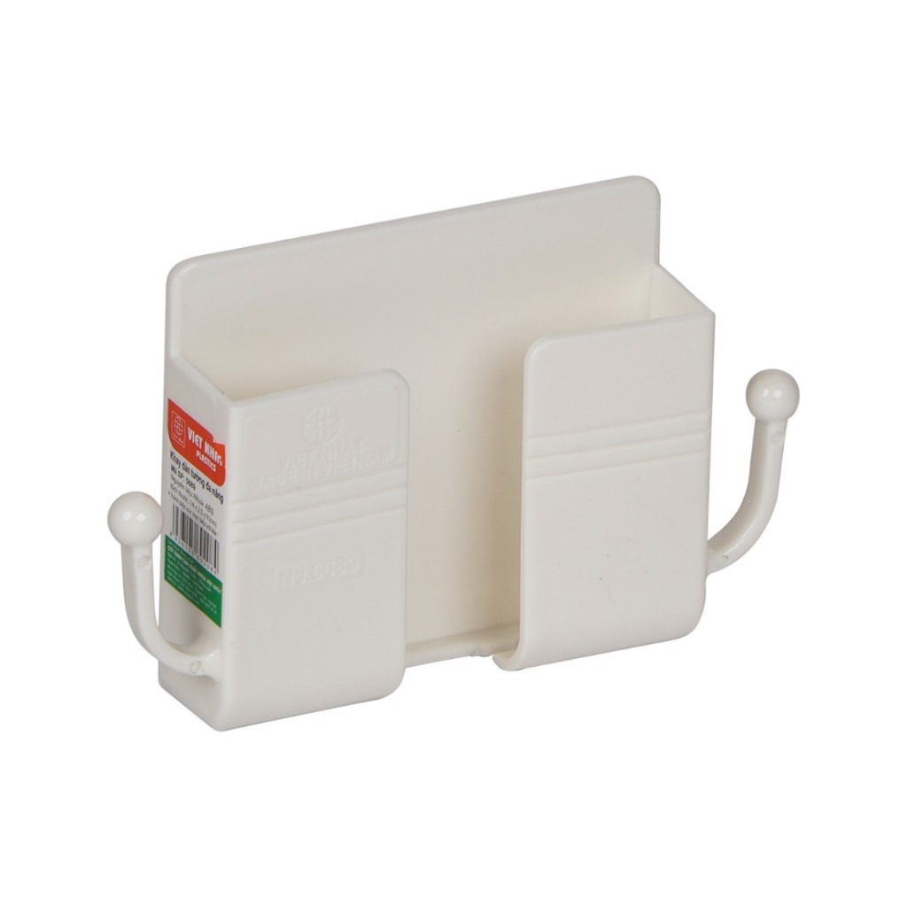 Kệ Dán Tường Đỡ Điện Thoại Sạc Pin Việt Nhật Có Móc Treo Đồ (5689) A1442