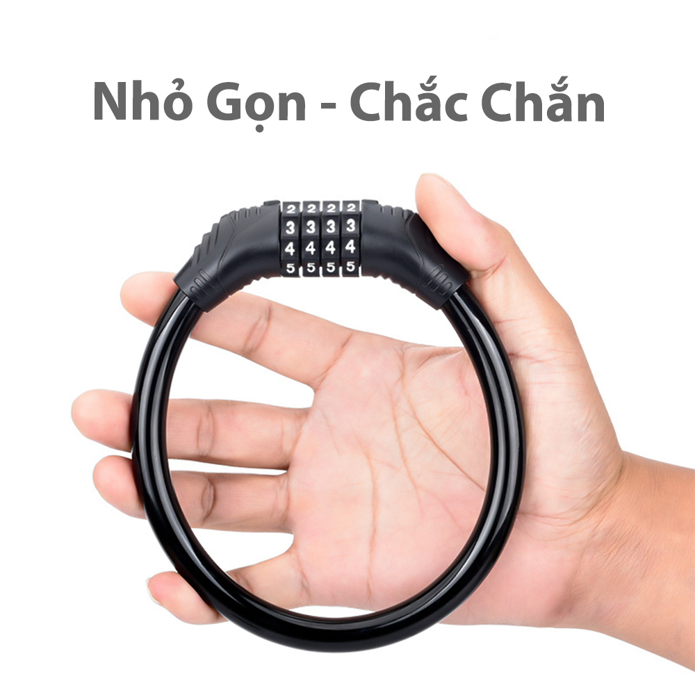 Khóa Xe Đạp Thể Thao Phụ Kiện Xe Đạp Khóa Dây Xe Đạp Mật Mã 4 Số Lõi Thép Chống Cắt Chống Trộm A4812