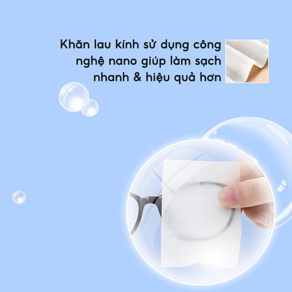 Hộp 100 Khăn Lau Kính Nano Chống Bám hơi nước Lau Kính Mắt, Vệ Sinh Camera Màn hình A2313