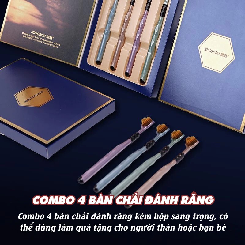 Hộp 4 Bàn Chải Đánh Răng 3 Chiều Chải 3 Mặt, Bàn Chải Lông Mềm Đánh Bay Mọi Mảng Bám A5061