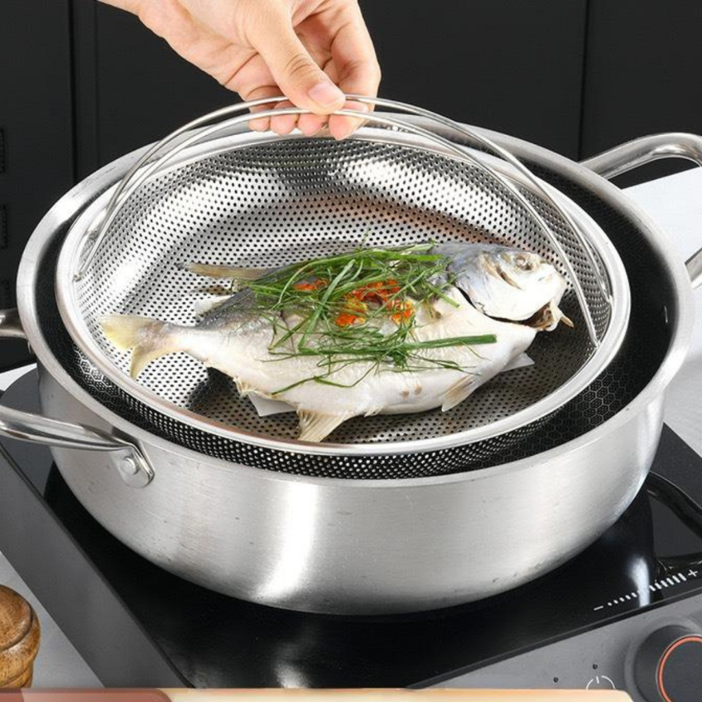 Khay Hấp Đồ Ăn Bằng Thép Không Gỉ, Xửng Hấp Gia Đình Rau Củ Nhà Bếp A4863