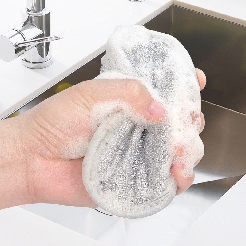 Giẻ Rửa Bát Sợi Kim Loại, Miếng Bọt Biển Cọ Rửa Xoong Nồi, Khăn Lưới Rửa Chén Dĩa A1632